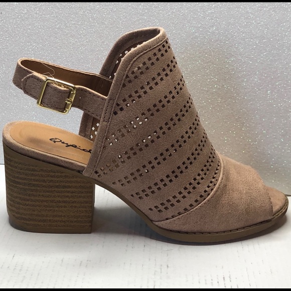 Qupid Warm Taupe Distress Mule Sandals - Picture 2 of 3